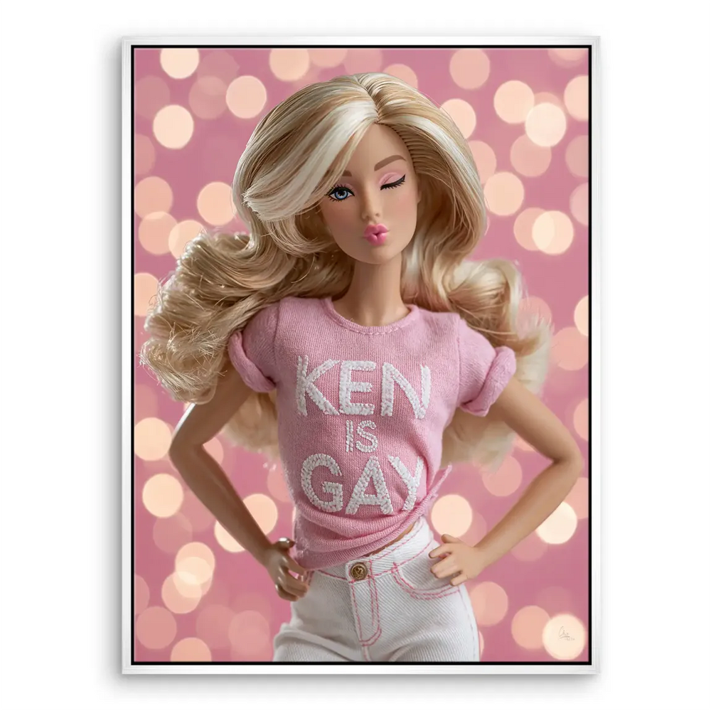 Barbie Ken is Gay Canvas Art - Bold Pink Pop Art Wall Decor - Image 8