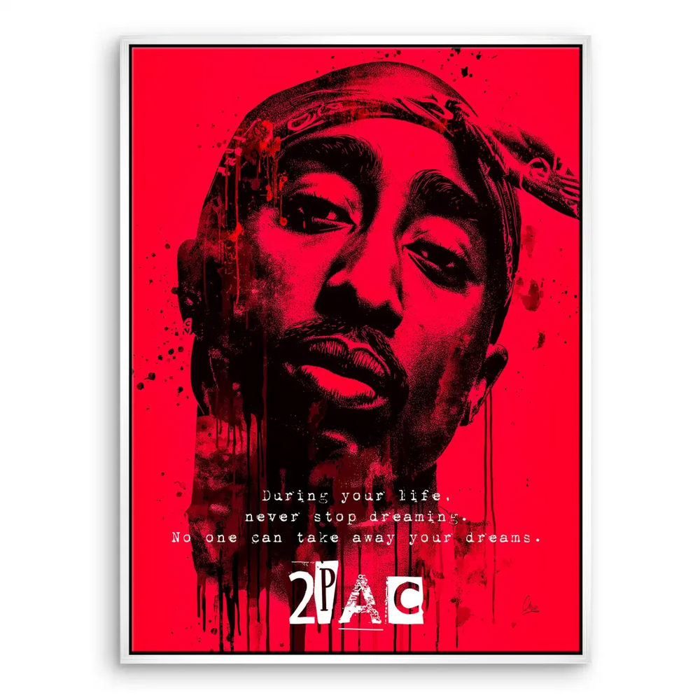 Red Legend Canvas Print – Tupac Portrait Wall Art in Graffiti Style - Image 8