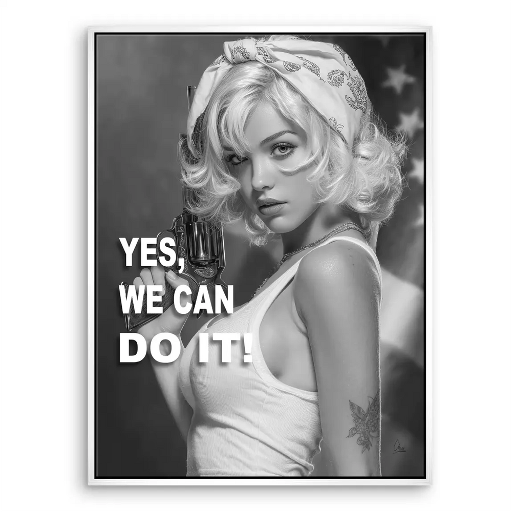 Yes We Can Do It canvas print with bold white text on dark background