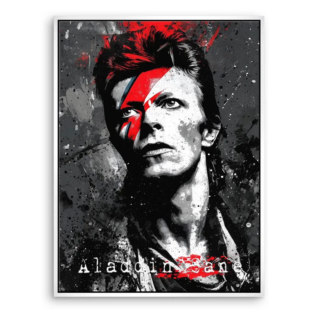 Contemporary Bowie canvas with red and blue bolt accents