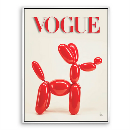 Balloon Dog Couture Canvas Art – Red Vogue Logo Pop Wall Decor - Image 7