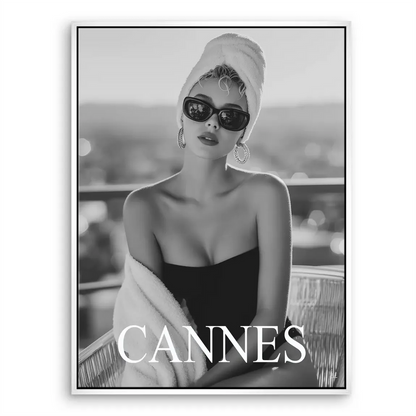 Timeless black-and-white art print with confident, sophisticated pose