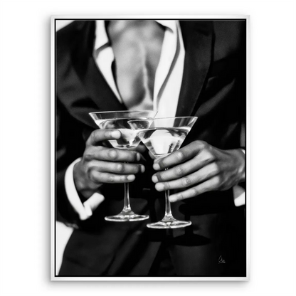 Gentleman Noire Canvas Wall Art – Black & White Martini Moment - Image 8