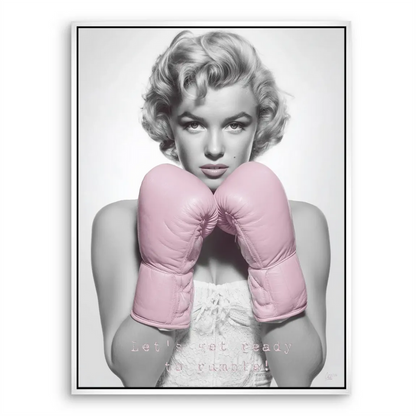 Eclectic wall decor piece: Marilyn Monroe boxing canvas with empowering mood.