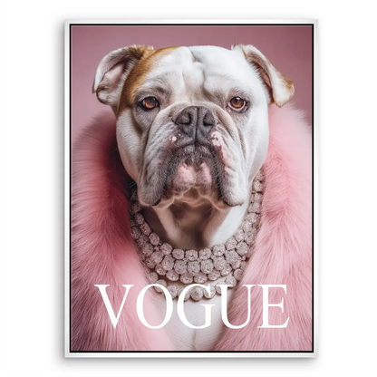 Colorful wall decor: fashion-forward dog portrait on canvas.