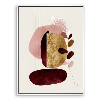 Versatile wall art for living rooms, bedrooms, or offices with gold lines and organic shapes