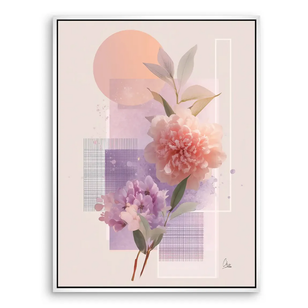 Elegant abstract floral canvas print for feminine interior decor