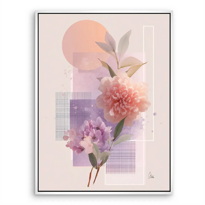 Elegant abstract floral canvas print for feminine interior decor