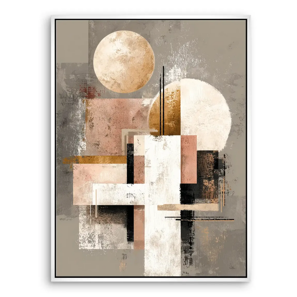 Elegant gold-accent geometry art suitable for living rooms or offices