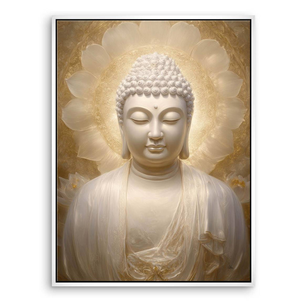 Soft white and gold tones creating a calm, spiritual ambience in living spaces.