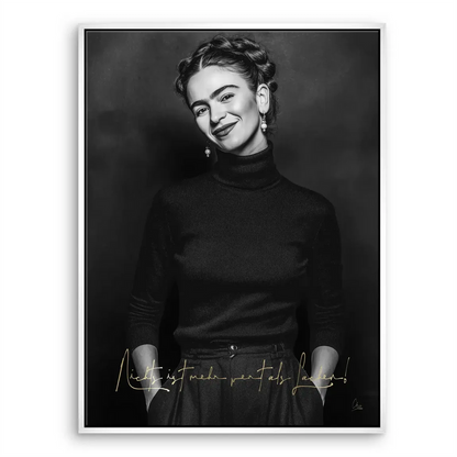 Frida Kahlo Silent Smile Canvas Portrait - Black & White Wall Art - Image 8
