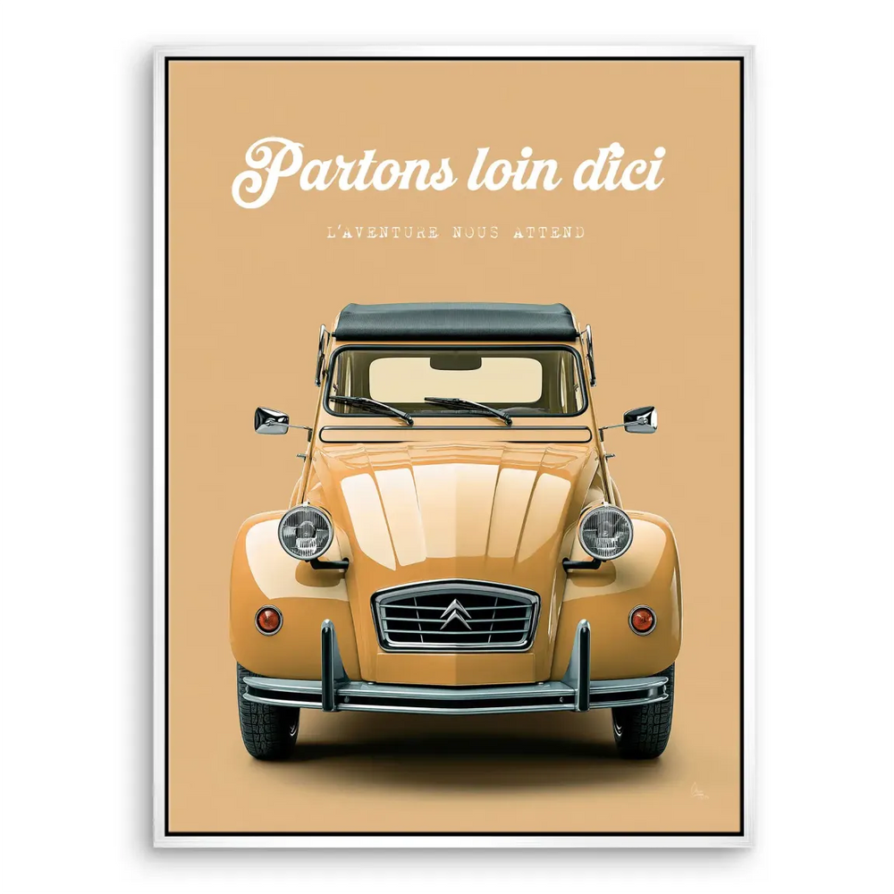 Cheerful front-facing Citroen 2CV canvas art for offices or bedrooms