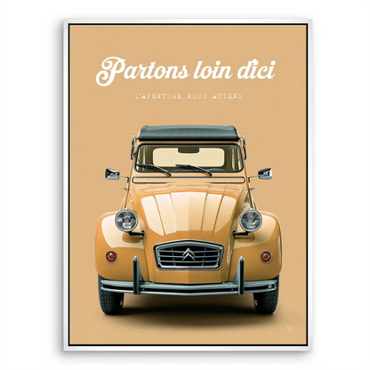 Cheerful front-facing Citroen 2CV canvas art for offices or bedrooms