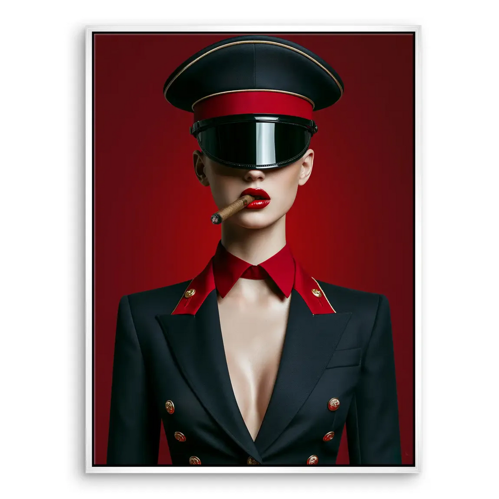 Fashion-forward canvas wall art blending power and mystery