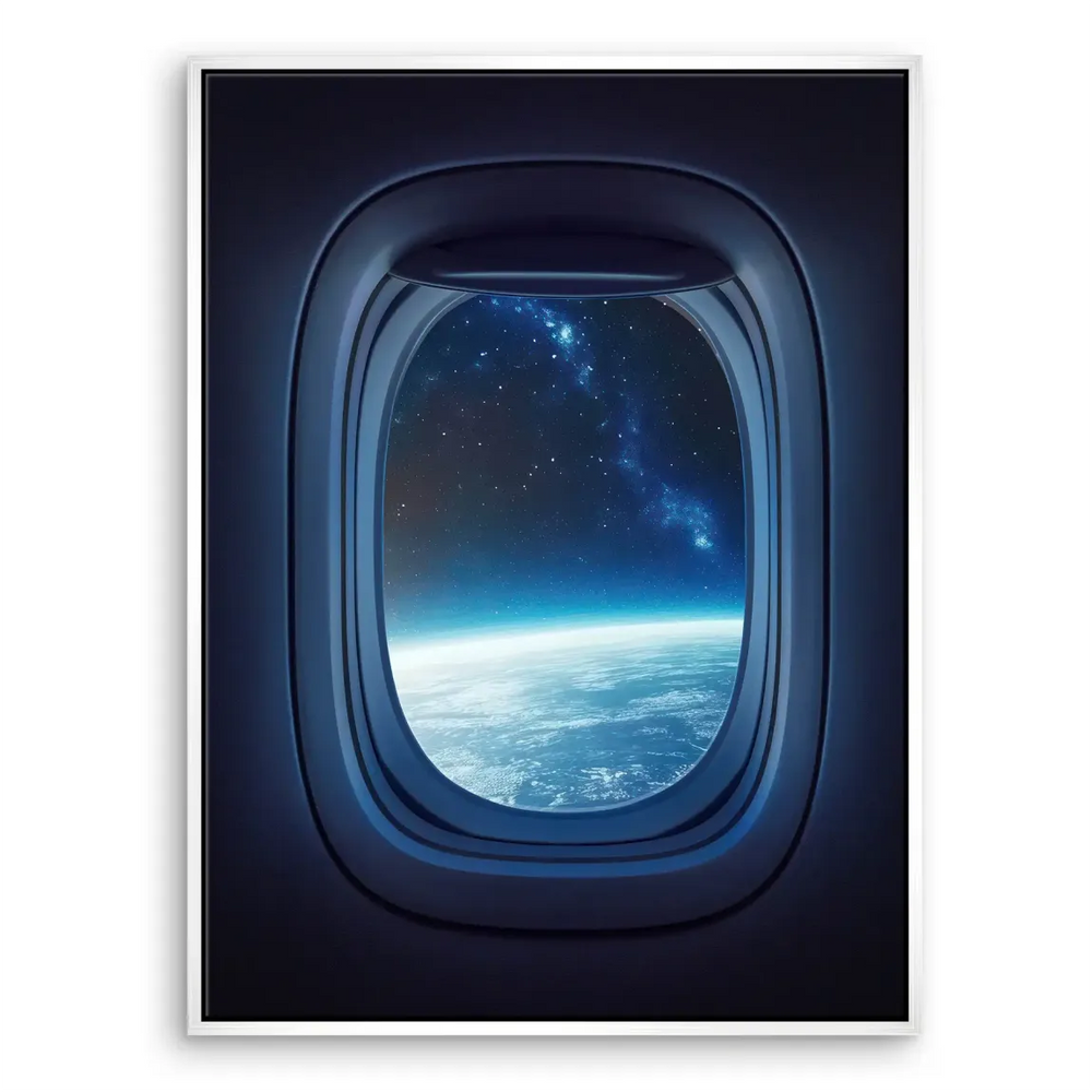Airplane window perspective into the galaxy as canvas wall art