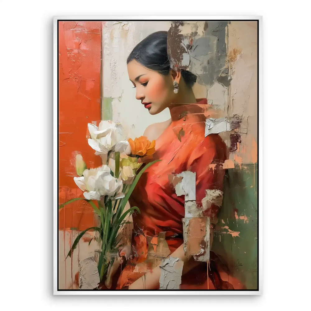 Overall composition showcases Silent Orchid Beauty as a stylish wall art piece for minimalist, transitional interiors.