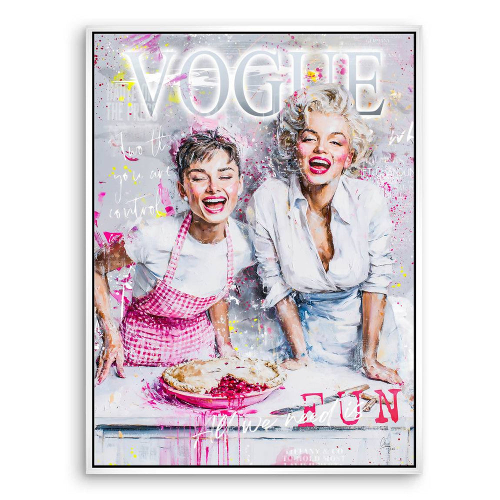 Kitchen wall art featuring bold pop art imagery.