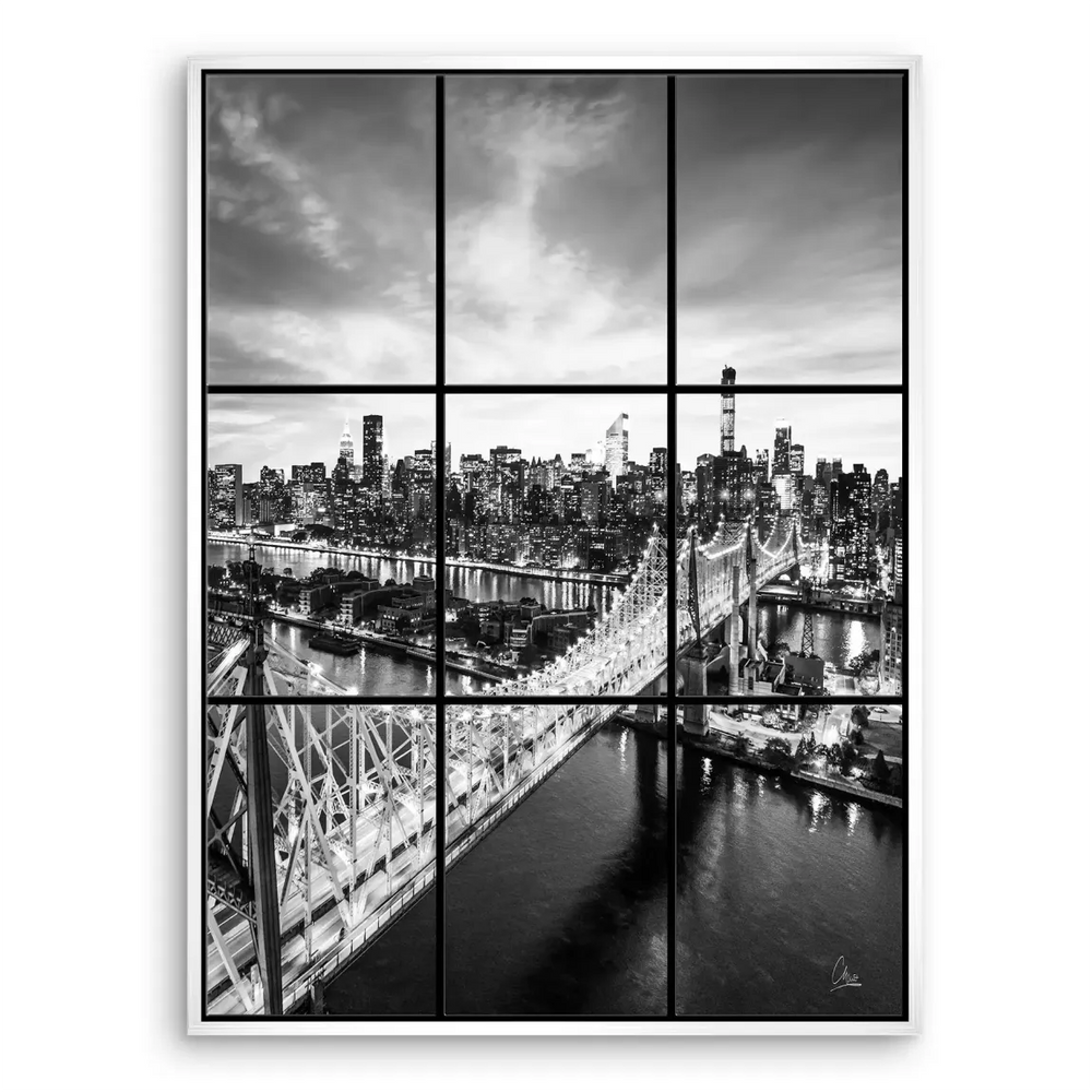 Contemporary canvas print in a 3x3 grid panel creating a bold focal point.